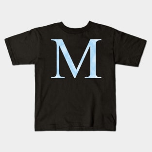 Watercolor Letter M Vibrant Light Blue Kids T-Shirt